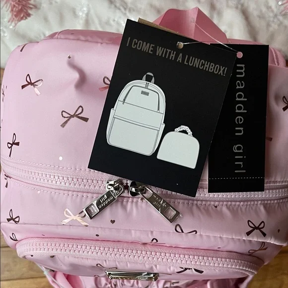 Madden Girl Pink Backpack with Bow Accents - Picture 2 of 7